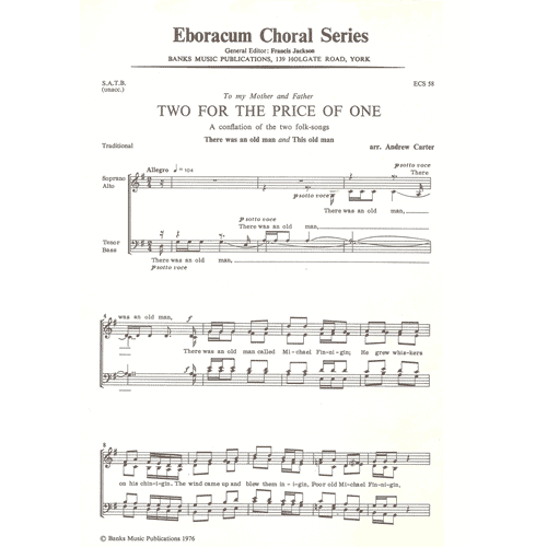 Andrew Carter Two for the price of one (SATB)