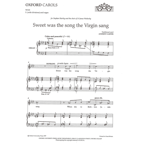 Andrew Carter Sweet was the song the Virgin sang